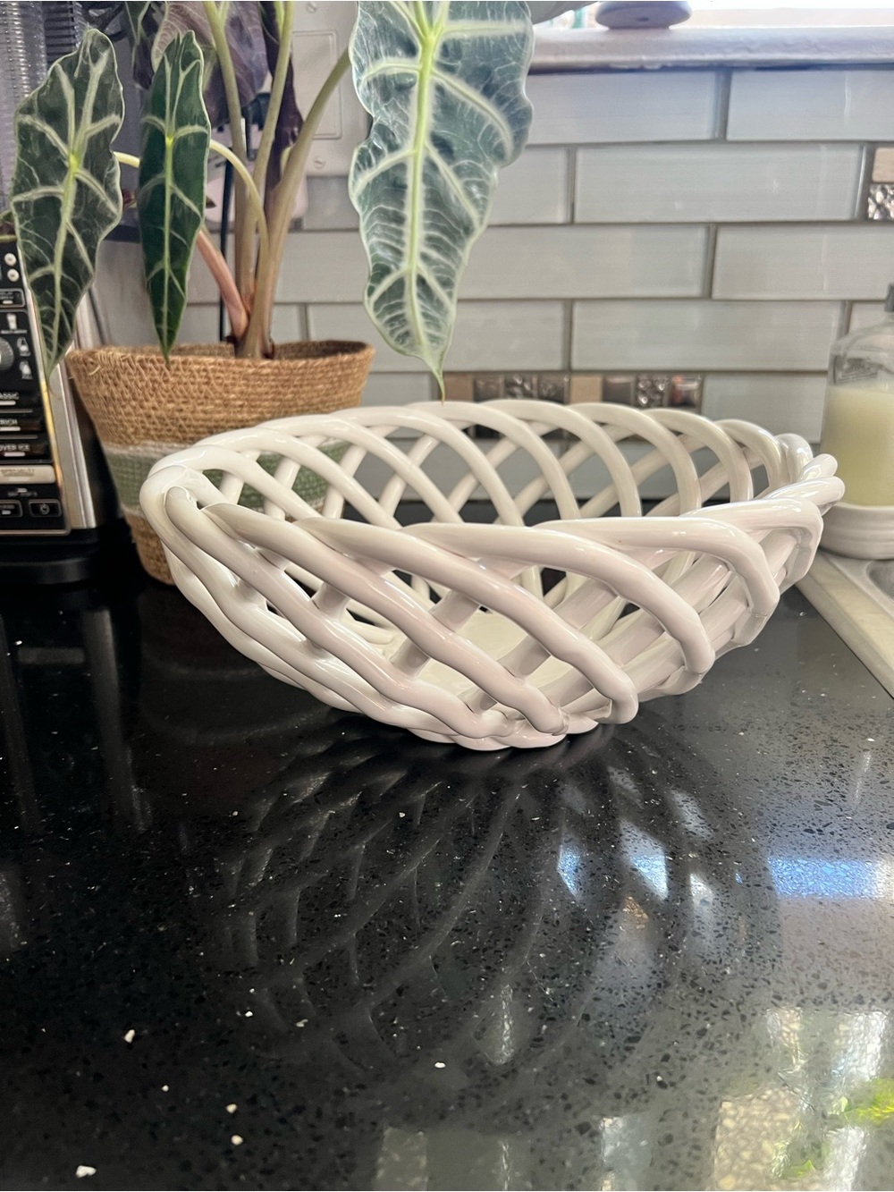 Pier 1 White Ceramic Woven Bowl